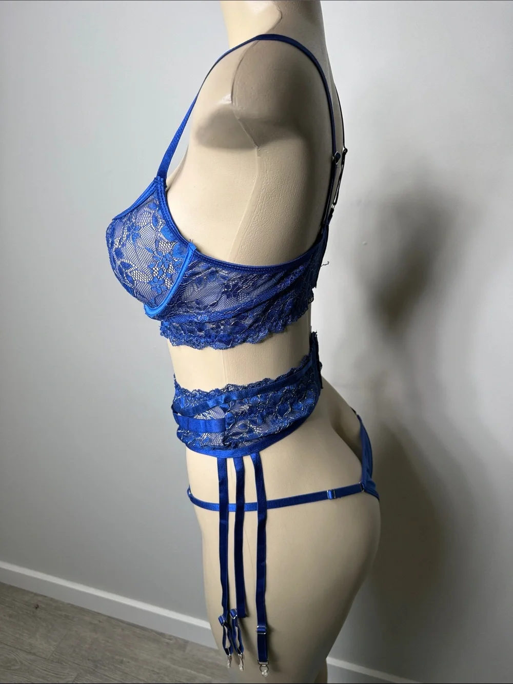 Blue Lace Strappy Lingerie Set - Women's Intimates
